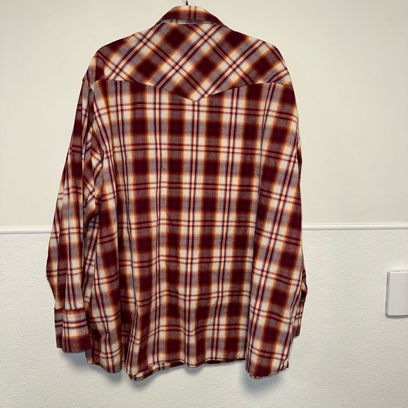 Men's Wrangler Western Fashion Pearl Snap Shirt 3XL Red Plaid Vintage - Picture 10 of 11